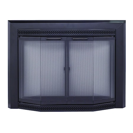 Fireplace Glass Doors Gavin Large Black GV-7002BL